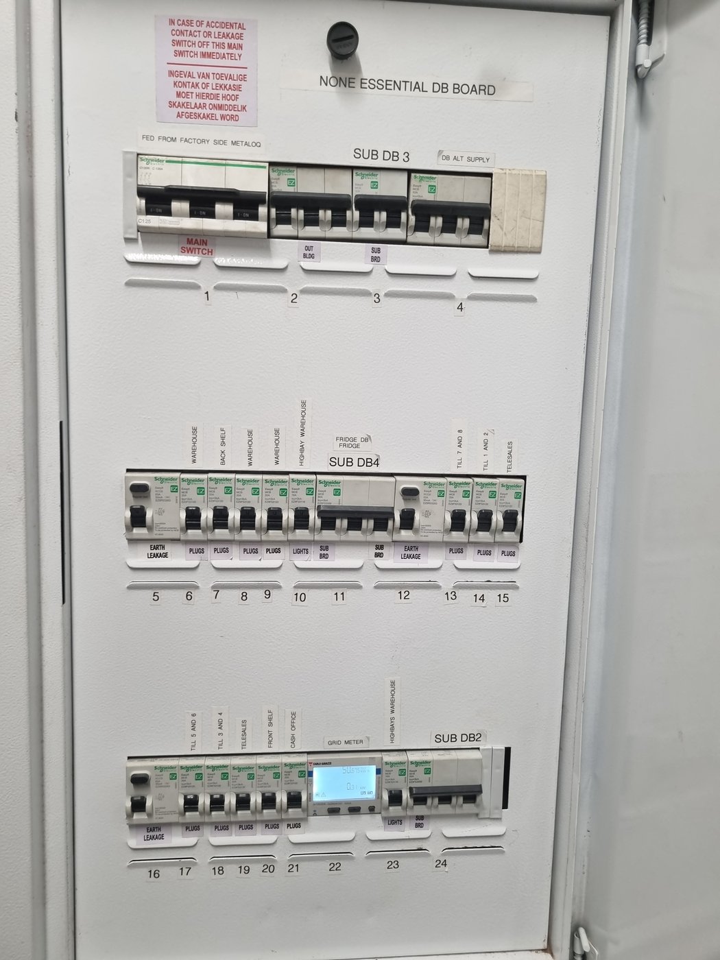 Clearly labelled distribution board maintained by Sputnik Energy